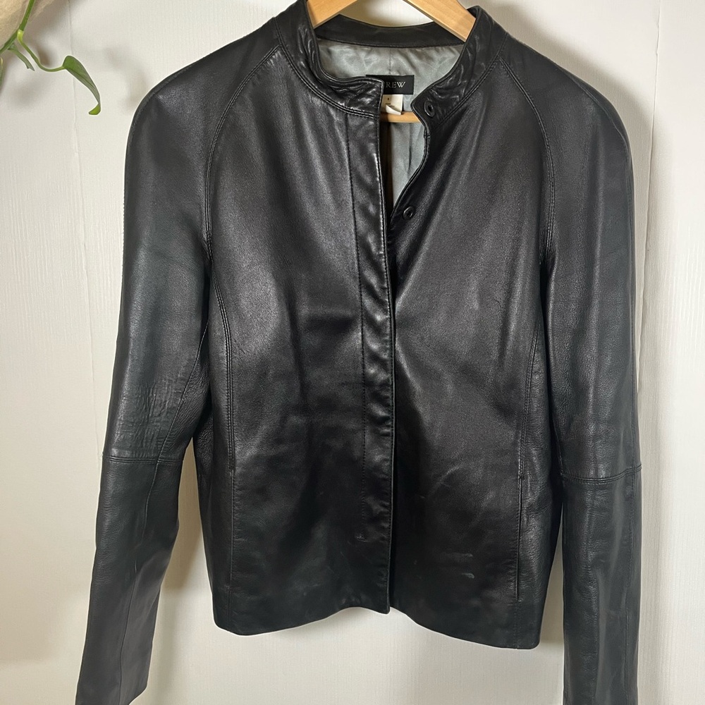 J. Crew Black Leather Jacket Size 8